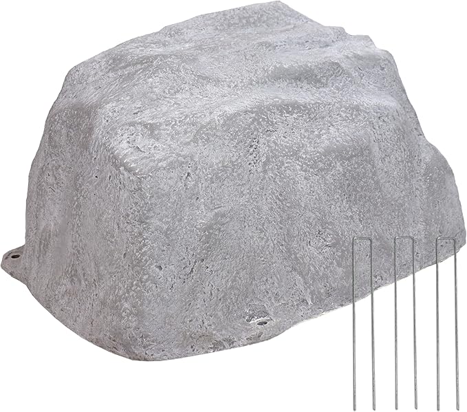 Sunnydaze 14” H Medium Faux Landscape Rock Cover - Lightweight Polyresin Fake Rock Well Pump Cover for Outside – Realistic Natural Texture – Gray