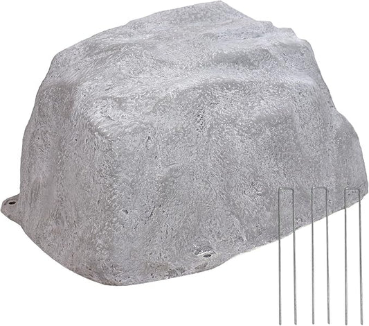 Sunnydaze 14” H Medium Faux Landscape Rock Cover - Lightweight Polyresin Fake Rock Well Pump Cover for Outside – Realistic Natural Texture – Gray