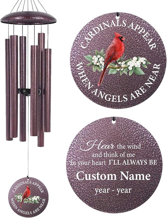 30"/36"/45" Wind Chimes for Memorial Loss Loved One Mom Dad Husband Wife, Personalized Deep Tone Wind Chime for Sympathy Remembrance Bereavement Produced in Texas