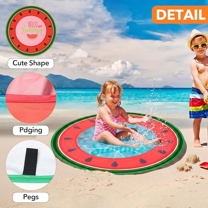 Hungdao Pop up Baby Beach Pool Portable Beach Pool for Toddler Cute Toddler Paddling Pit with Water Bag and Storage Bag for Infant Kids Boy Girl Outdoor Summer Camping Travel Vacation(Watermelon)