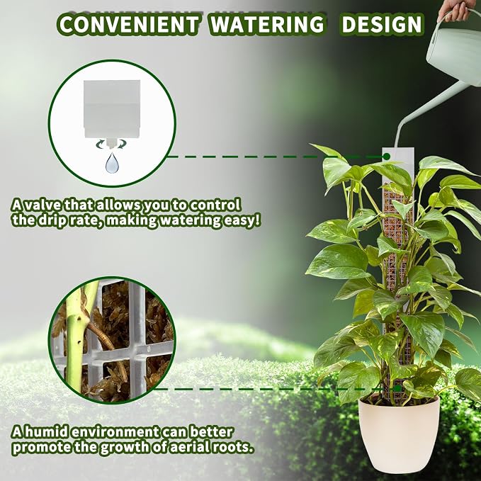 4PCS 18.7-Inch D-Shaped Self-Watering Moss Pole - Plastic Monstera Support for Indoor Climbing Plants. (4, White)