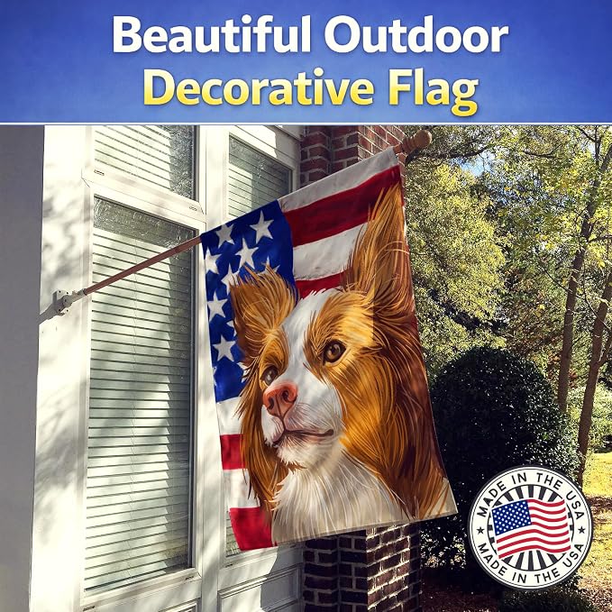Caroline's Treasures CK6616CHF Miniature Australian Shepherd American Flag House Flag Large Porch Sleeve Pole Decorative Outside Yard Banner Artwork Wall Hanging, Polyester, House Size, Multicolor