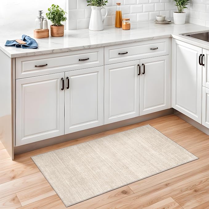 Valenrug 2x3 Rug Non Slip, Small Washable Entryway Rug Indoor Doormat Beige | Soft Low Pile, Thin & Lighweight Carpet, Folable Stain Resistant Modern Indoor Floor Mat for Living Room, Bedroom, Kitchen