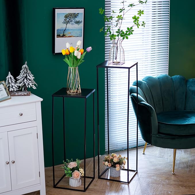 Black Plant Stand Pedestal Stand - 10 Pcs Metal Plant Stand, 31.5in Tall Flower Stand Vase Flower Holder, Wedding Centerpieces for Tables, Corner Planter Pot Rack for Living Rooms, Home, Patio Decor