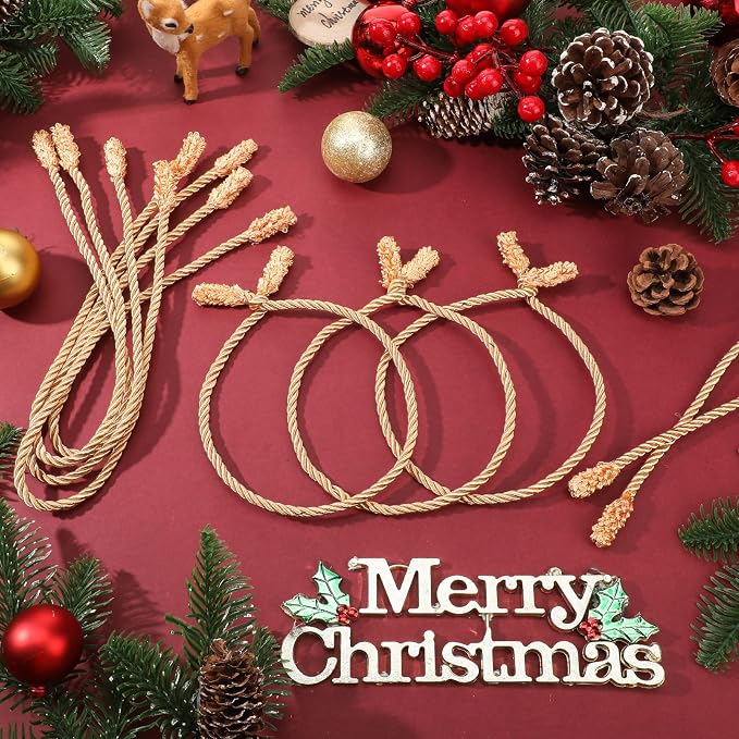 Zhengmy 50 Pcs 20 Inches Christmas Garland Ties Christmas Decorative Twist Ties for Banister Reusable and Flexible Twist for Xmas Home Decorations Holiday Craft Wrapping (Gold)