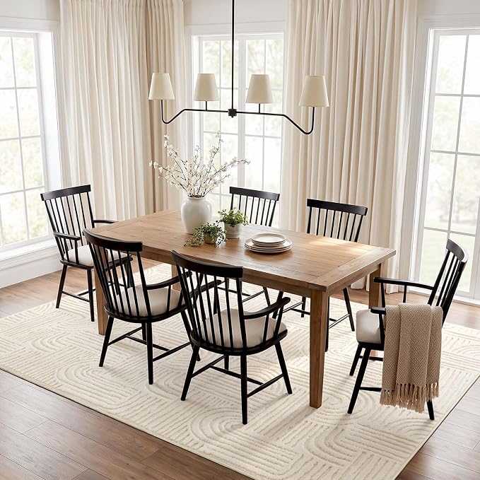 Etwel 6x9 Beige Modern Geometric Textured High-Low Pile Washable Area Rug | Soft Carpet, Non-Slip PVC Backing, Low Profile, Kid and Pet Friendly, for Living Room, Bedroom, Dining Room, Nursery