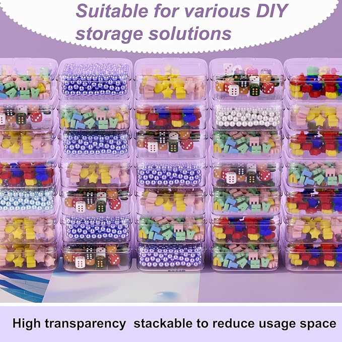 Bead Organizer Box, 84 Pcs Small Plastic Containers with Lids, 4-Tier Stackable Storage Box, Clear Organizers for Jewelry Toys Craft Storage