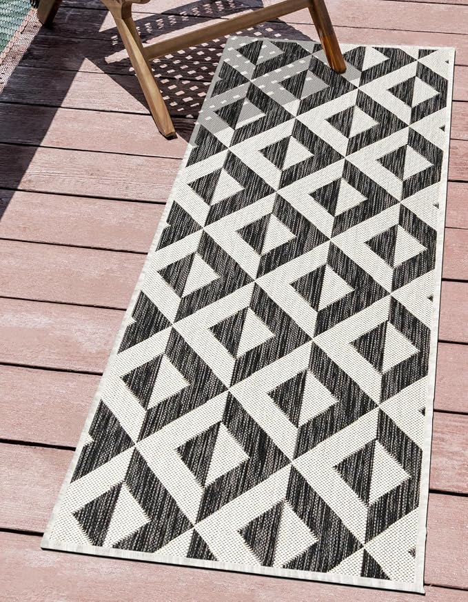Jill Zarin Jill Zarin Outdoor Collection Area Rug - Napa (2' 7" x 10' Runner Charcoal Gray/Ivory)