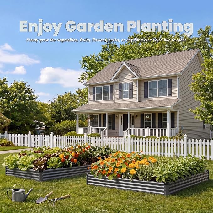 2Packs 6X3X1 FT Raised Garden Beds Outdoor, Planter Raised Beds for Gardening, Vegetables, Flowers, Large Metal Garden Box, Deep Plant Flower pots Outdoor(Dark Gray)