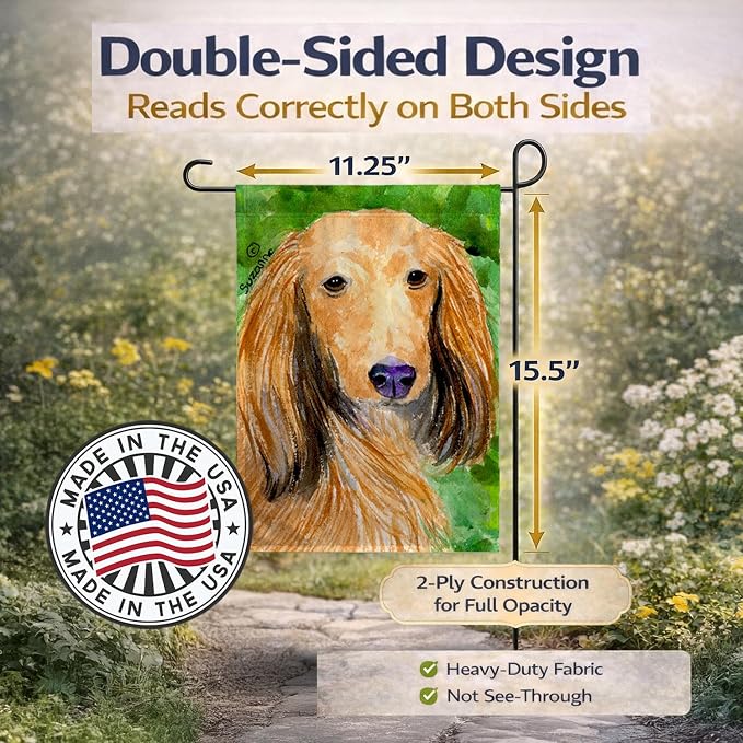 Caroline's Treasures SS8790GF Dachshund Garden Flag Mailbox Flag Decorative Yard Flag Banner Outside Patio Artwork Yard Flower Beds, Garden Size, Multicolor