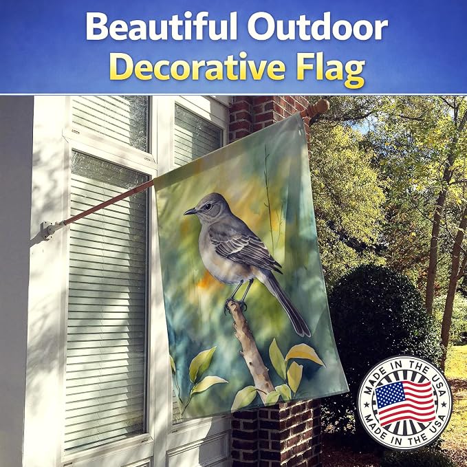 Caroline's Treasures Florida Northern Mockingbird House Flag Large Porch Sleeve Pole Decorative Outside Yard Banner Artwork Wall Hanging, Polyester, House Size, Multicolor