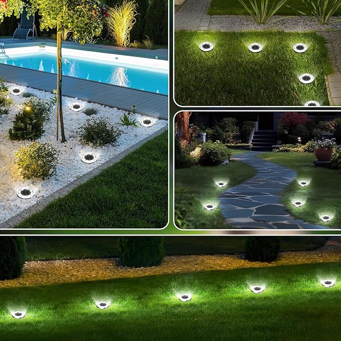 INCX Solar Ground Lights, 10 Pack Solars Light Outdoor Waterproof, Solar Garden Lights Landscape Lighting for Patio Pathway Lawn Yard Deck Driveway Walkway, Cold White