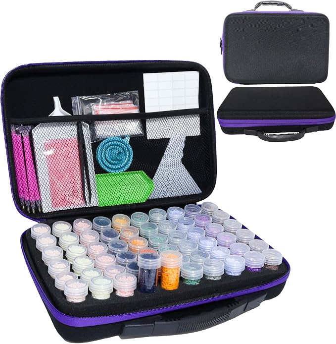 LEIYULY 60 Slots Diamond Art Storage Kit, Diamond Art Tools Accessories | Portable Bead Storage Container for Diamond Painting Accessories and Tools, Storage Container for Diamond Art Kits for Adults