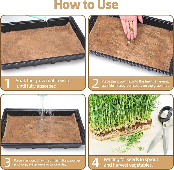 10 Pack Jute Grow Mat for Microgreens, 8" x 12" Hydroponic Grow Pads for Growing Tray Sprouting Trays Jute Fiber Seed Starter Planting for Micro Greens & Wheatgrass