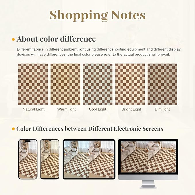 LIVEBOX 8x10 Area Rugs for Living Room, Checkered Non-Slip Washable Rugs, Farmhouse Neutral Classic Geometric Pattern Large Boys Area Rug for Bedroom, Carpet for Dining Room Office(Dark Brown,8'x10')
