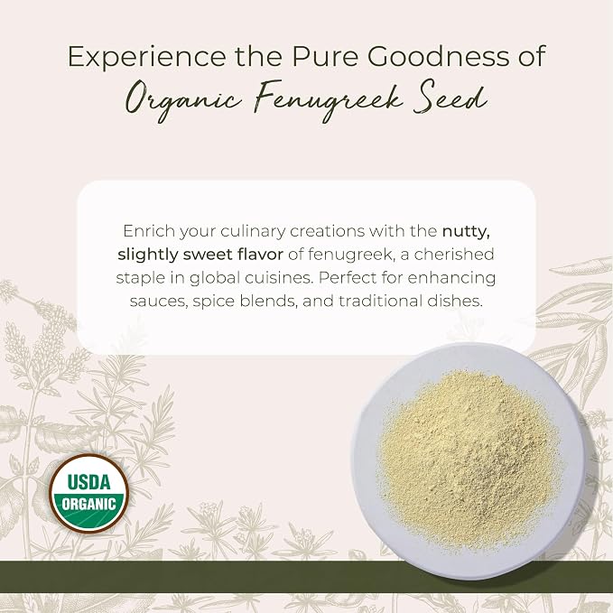 Starwest Botanicals Organic Fenugreek Seed Powder - Dried Spice for Seasoning & Cooking, Use for Curry, Tea, Stew, & Bread, Sweet & Nutty Flavor, Certified Kosher, Non-GMO - Bulk 1 lb Bag