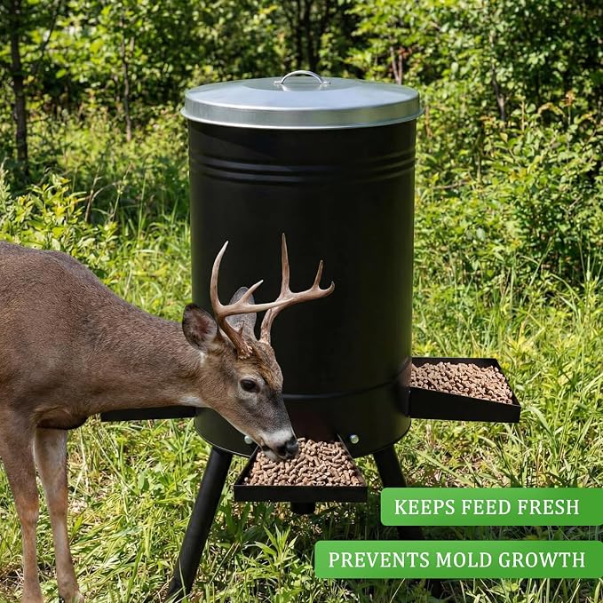 1 Pack White 55 Gallon Drum Lid with Handle Feeder Part Steel 3 Deep Heavyweight 9 lb Heavy Duty Waterproof Dustproof for Deer Turkey Feeder Fit Most 55 Gallon Rain Barrel