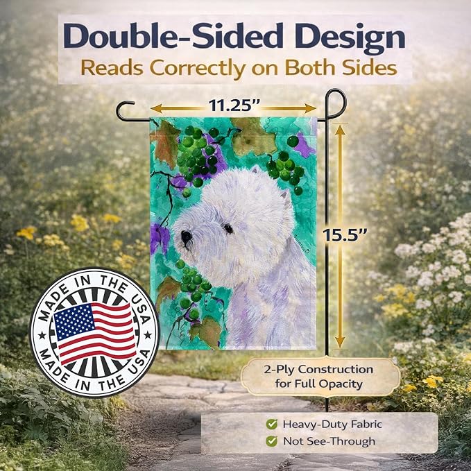 Caroline's Treasures SS1064GF Westie Garden Flag Mailbox Flag Decorative Yard Flag Banner Outside Patio Artwork Yard Flower Beds, Garden Size, Multicolor