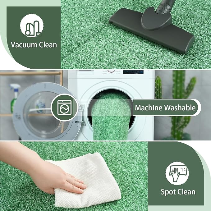 AROGAN 2x6 Runner Rug for Hallway, Long Runner Rugs Non Slip, Matte Green | Soft Washable Memory Foam Carpet for Bedroom, Non Slip Backing Runners Rug for Hallways, Kitchen, Bathroom, Entryway Home