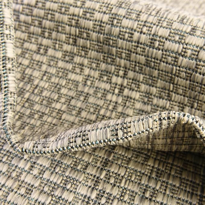 Unique Loom Collection Casual Transitional Solid Heathered Indoor/Outdoor Flatweave Area Rug (10' x 14' 1" Rectangle, Light Gray/Ivory)