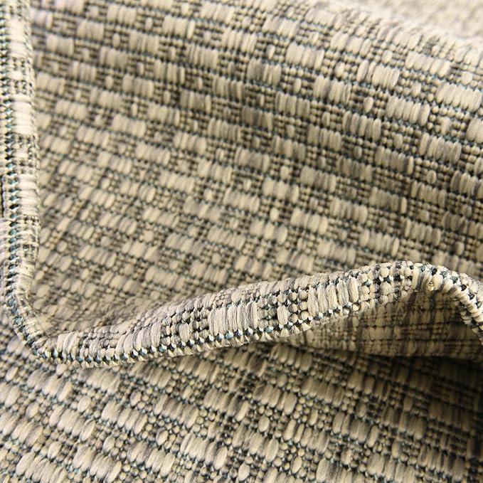 Unique Loom Collection Casual Transitional Solid Heathered Indoor/Outdoor Flatweave Area Rug (2' x 3' 1" Rectangle, Light Gray/Ivory)