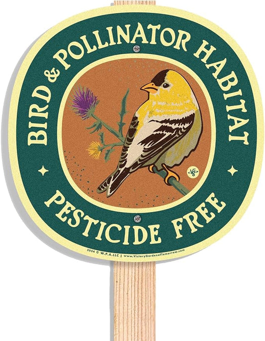 Goldfinch Bird & Pollinator Habitat - Garden Sign