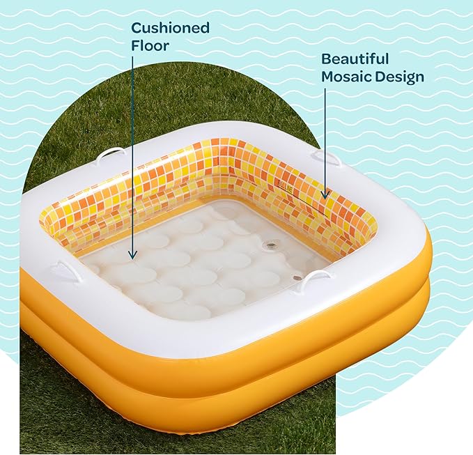 3-in-1 Inflatable Baby Pool, Bathtub & Ball Pit for Toddlers 1-3, Patented Safety Secure Grip Handles, Soft Floor & Drain - Summer Water Toys, First Birthday Gifts, Kiddie Pool for Ages 1 2 3, 34"x10"