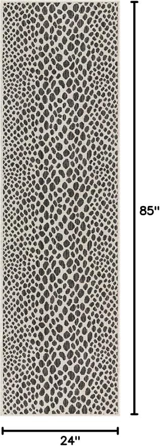 Unique Loom Outdoor Collection Area Rug - Cape Town (2' x 7' 1" Runner, Black/ Ivory)