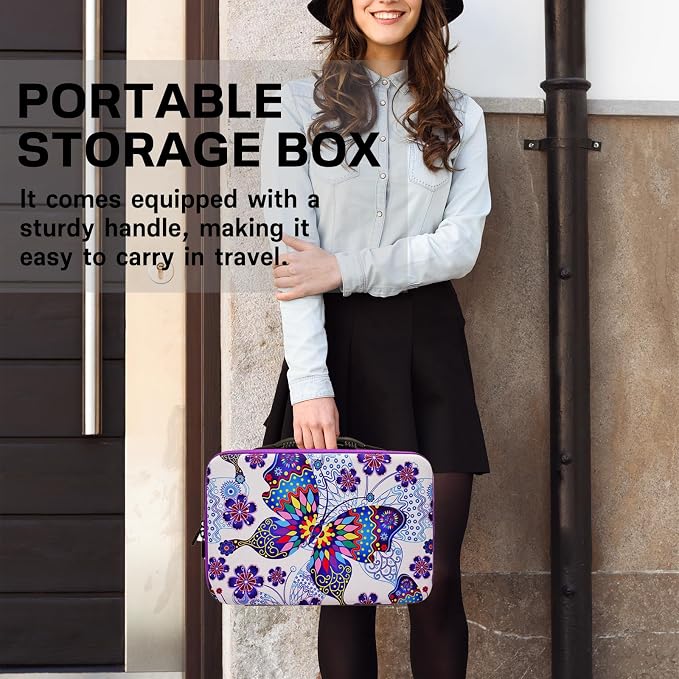 ZORETCO Diamond Painting Storage Case, 60 Slots Portable Diamond Art Kits with Accessories for Craft Rhinestones & Jewelry Beads Organizer Boxes