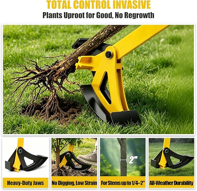 Heavy Duty Sapling Puller Tool | Tree Root Puller for ¼” to 1-3/8” Woody Stems | Uproot Saplings, Shrubs & Small Trees Effortlessly | Ergonomic Garden Weeder Tool for Landscaping, Farming, Forestry
