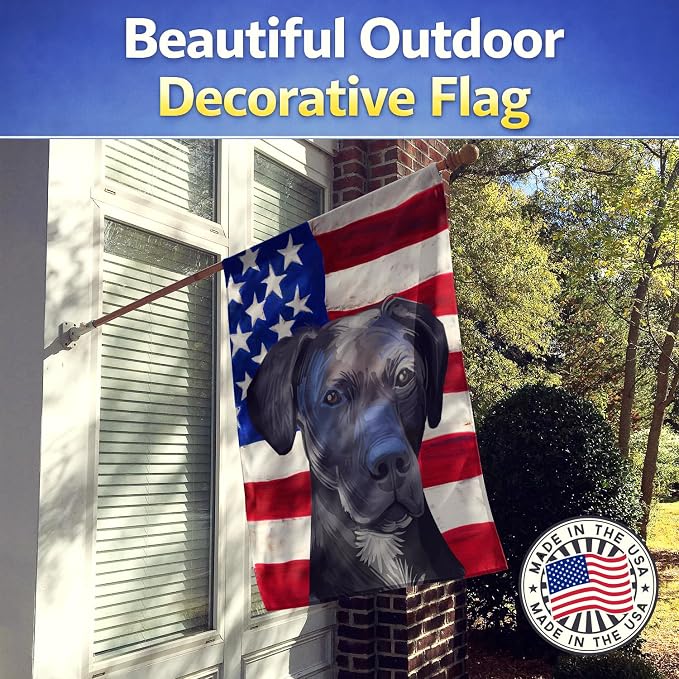 Caroline's Treasures CK6727CHF Stephens Cur Dog American Flag House Flag Large Porch Sleeve Pole Decorative Outside Yard Banner Artwork Wall Hanging, Polyester, House Size, Multicolor
