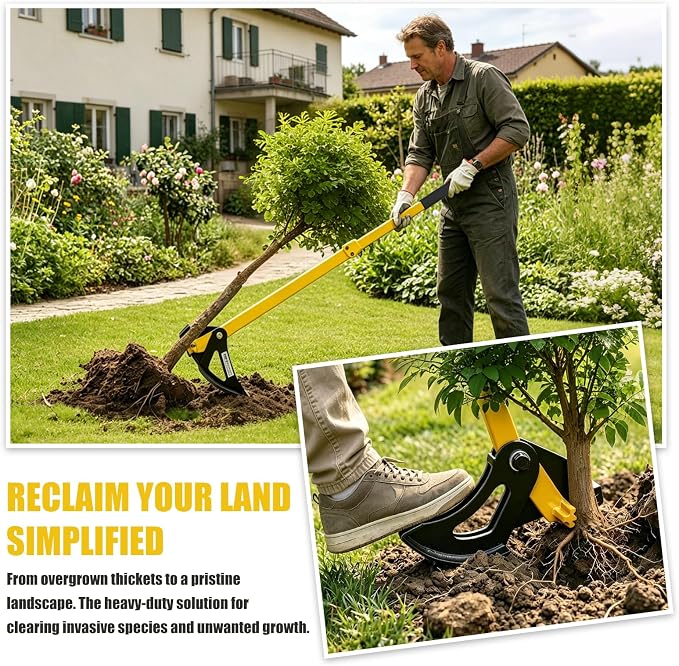 Heavy Duty Sapling Puller Tool | Tree Root Puller for ¼” to 1-3/8” Woody Stems | Uproot Saplings, Shrubs & Small Trees Effortlessly | Ergonomic Garden Weeder Tool for Landscaping, Farming, Forestry