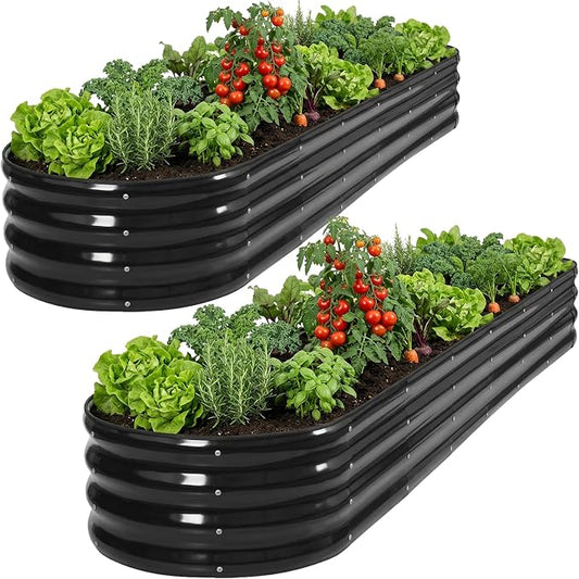 1MORE Galvanized Raised Garden Bed- Planter Garden Boxes Outdoor, Raised Beds for Gardening,Metal Garden Bed Kit for Vegetables Flower, Planter Raised Beds.8x2x1ft Grey-2pcs