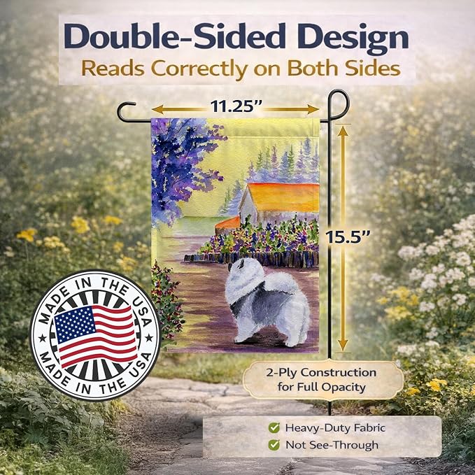 Caroline's Treasures SS8452GF Keeshond Garden Flag Mailbox Flag Decorative Yard Flag Banner Outside Patio Artwork Yard Flower Beds, Garden Size, Multicolor