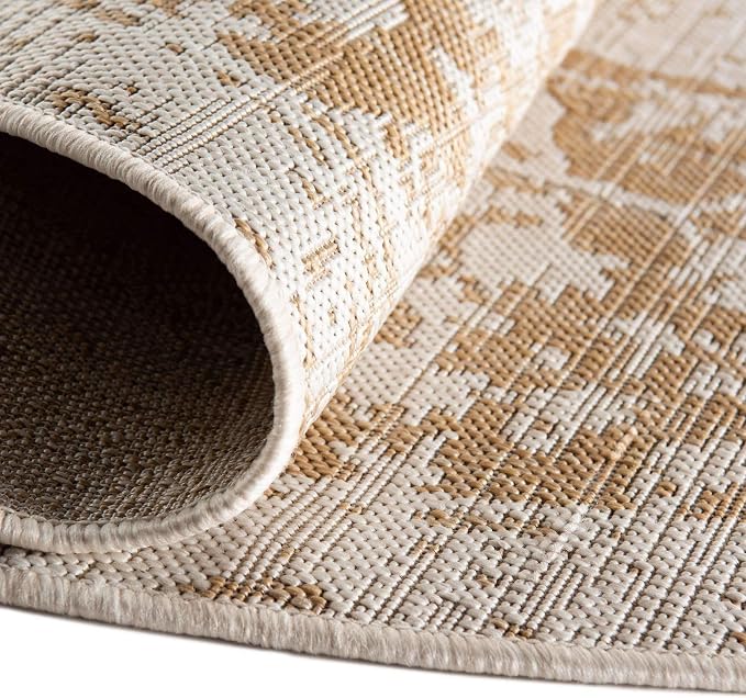 Unique Loom Jill Zarin Outdoor Collection Area Rug - Dubai (5' 3'' x 8' Oval, Beige/ Brown)