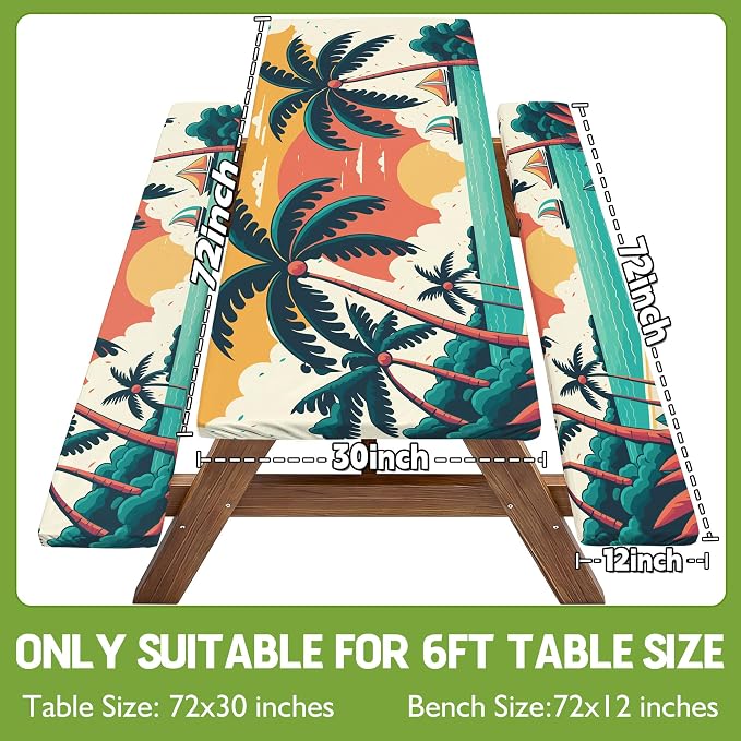 Picnic Table Cover with Bench Covers Table Cloth Tablecover Camping Essentials Camp Tools Camper Ideas Outdoor Beach Summer Accessories Must Haves Motorhome Trailer Road Trip Tent Rv Travel Supplies