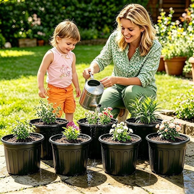 JERIA 30-Pack 3 Gallon Flexible Plant Nursery Pots,Thickened Soft Plastic Seedling Pots,Seed Starting Pot Flower Plant Container for Succulents，Seedlings