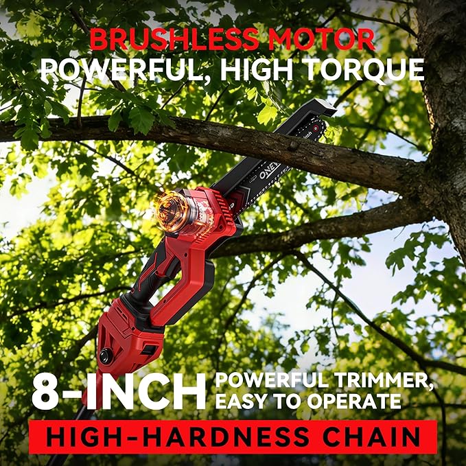 4-in-1 Cordless Pole Saw & Electric Pruning Shears, 8-Inch Pole Saws for Tree Trimming, Electric Pole Saw with 14.2FT Max Extension Pole, 2 * 3.0Ah Battery Powered Pole Saw Pole Branch Cutter Pruner
