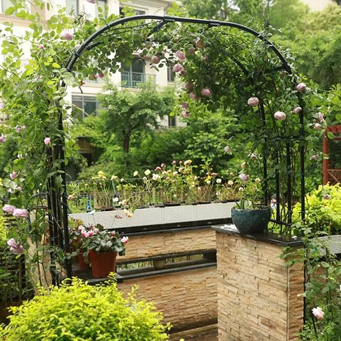 BUKLIYN Garden Arch Trellis - Length: 59in, Height: 94.5in Garden Trellis for Climbing Plants Outdoor - Garden Arch for Lawn, Party, Ceremony Wedding Decoration