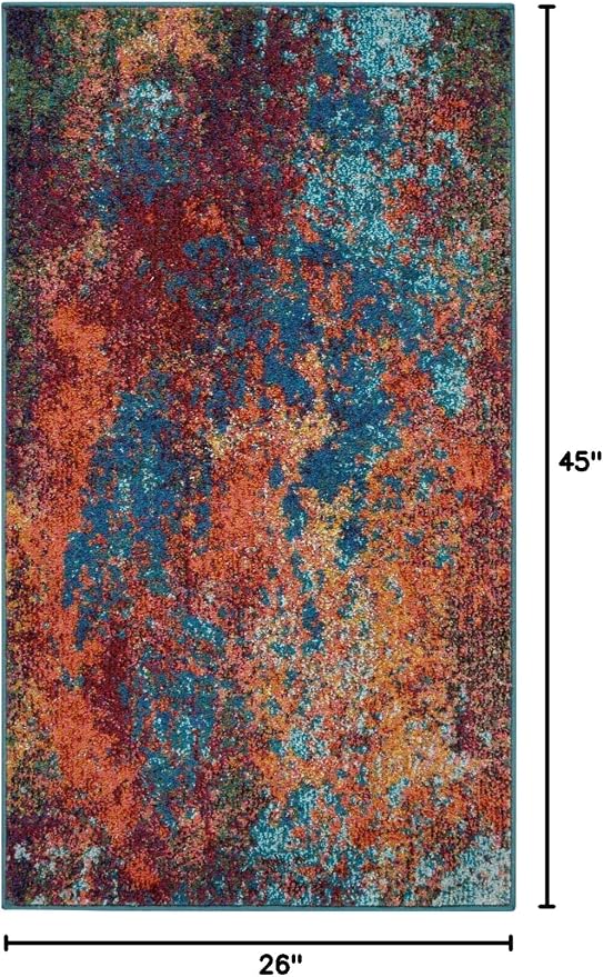 Nourison Home Celestial Atlantic 2'2" x 3'9" Area Rug - Easy Clean, Non Shedding, Bed Room, Living Room, Dining Room, Kitchen (2' x 4')