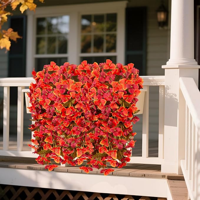 INXUGAO 2 pcs Artificial Faux Bougainvillea Fall Flowers Plants for Outdoor Outside Decoration, Fake Silk UV Resistant Long Trailing Vines for Front Door Porch Planter Balcony Decor