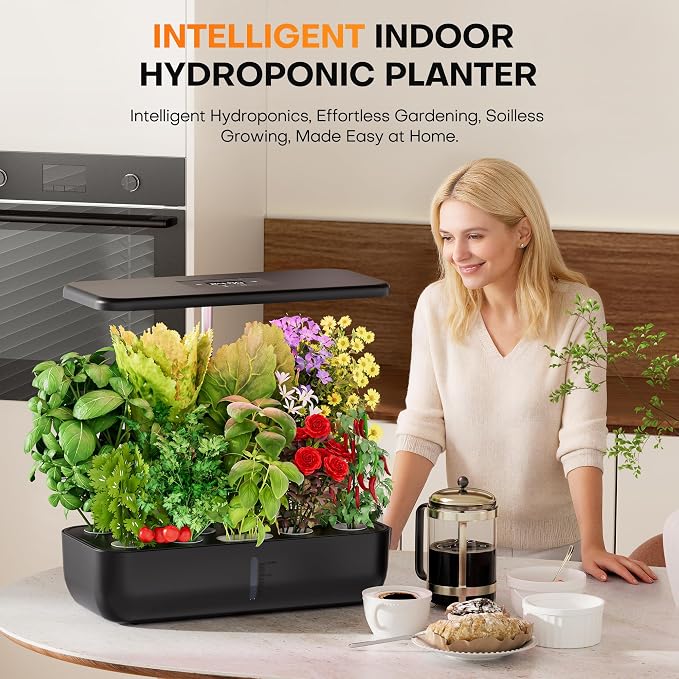 Indoor Hydroponic Growing System, 12-Pod Indoor Herb Garden with LED Grow Lights, Quiet Automatic Hydroponics with Adjustable Height, Home Kitchen Plant Germination Kit