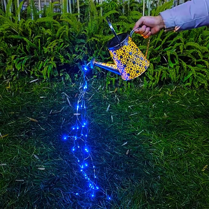 VOOKRY Solar Watering Can Lights, Large Retro Hanging Blue Solar Lights Outdoor Decorative Garden Decor Waterproof for Outside Patio Yard Porch Lawn Landscape, Gifts for Women Mom Grandma Birthday