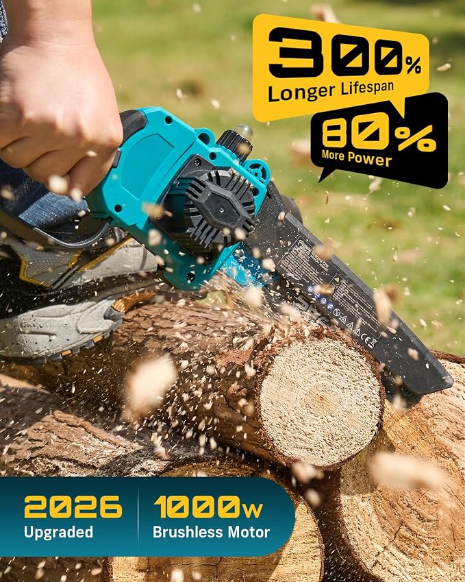 SEESII 2-in-1 Electric Pole Saws for Tree Trimming, 8 Inch Brushless Mini Chainsaw with Extension Pole, Cordless Pole Chain Saw, Tree Trimmer Limb Branch Cutter Pruner with 2 x 4.0Ah Batteries,P8 Nex