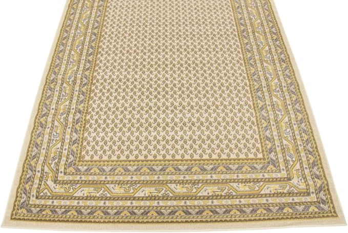 Unique Loom Williamsburg Collection Traditional Border with Dotted Center Area Rug, Rectangular 6' 0" x 9' 0", Beige/Yellow