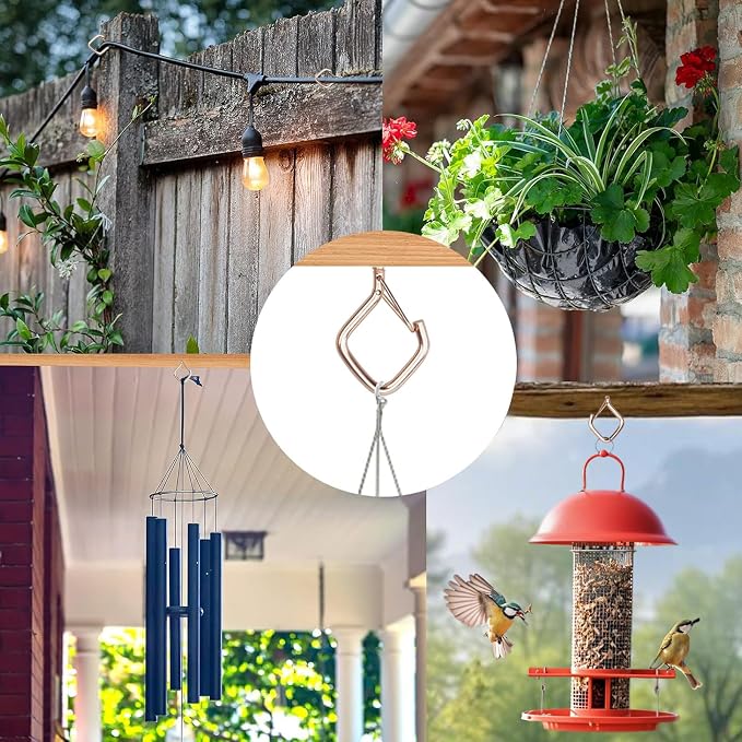 15 Pcs Rose Gold Eye Hooks Screw Heavy Duty,Ceiling Hooks for Hanging Plants,String Lights,Cup,Wind Chime,Bird Feeders. Plant Hanger Indoor&Outdoor