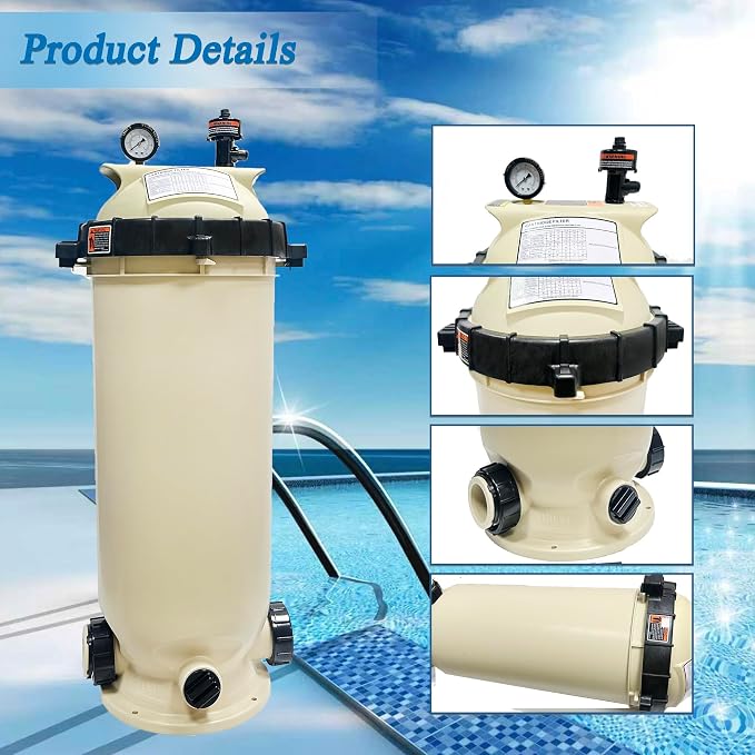EC-160316 Cartridge Pool Filter,100 Square Feet 100 GPM | Fit for Pentair Clean & Clear CC100 Pool Spa,Almond
