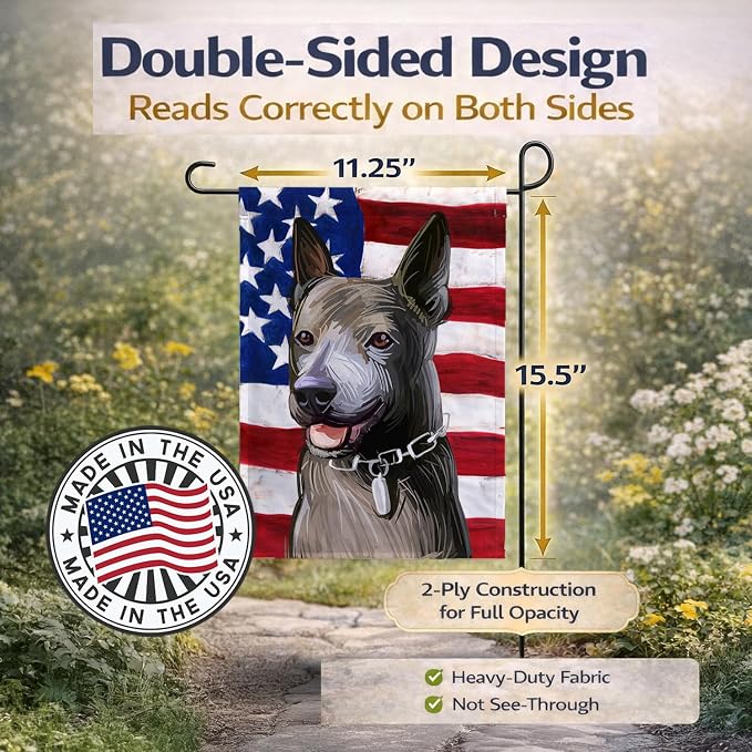 Caroline's Treasures CK6733GF Taiwan Dog American Flag Garden Flag Mailbox Flag Decorative Yard Flag Banner Outside Patio Artwork Yard Flower Beds, Garden Size, Multicolor