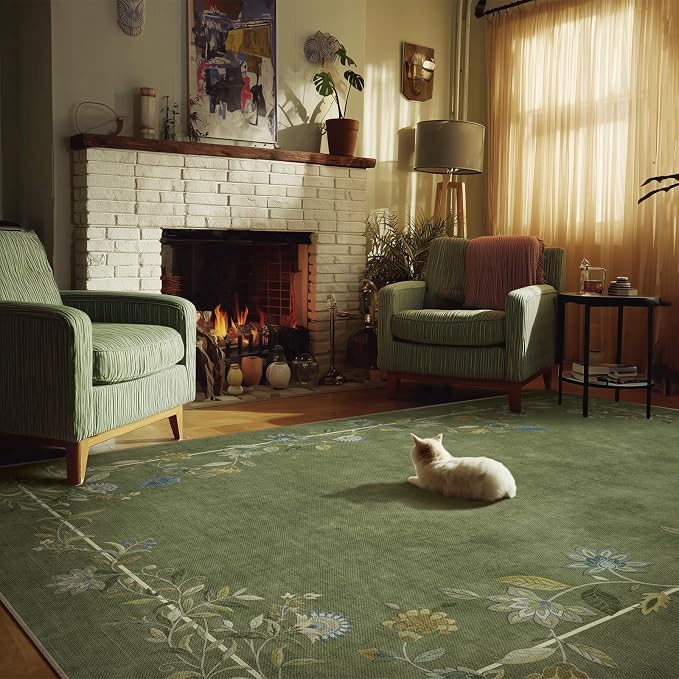 4x6 Washable Area Rugs for Entryway: Small Rug Stain Resistant Non Slip Low Pile Soft Faux Wool Throw Rugs for Living Room Bedroom Kitchen Bathroom Laundry Room Front Door Indoor Entry Home Office