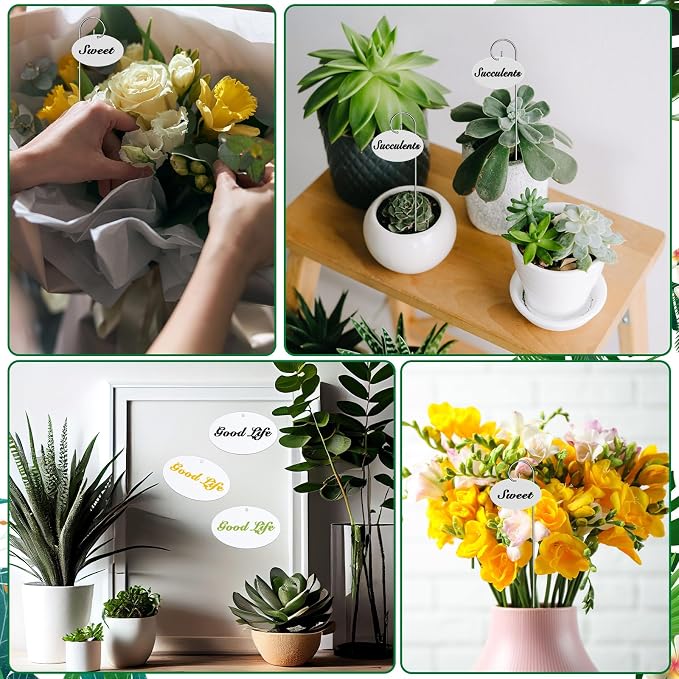 Wenqik 50 Pcs Garden Plant Labels Acrylic Plant Tags for Outdoor,Waterproof Seedling Labels Tags Stakes with a Pen,Garden Signs for Vegetables Herb Flowers